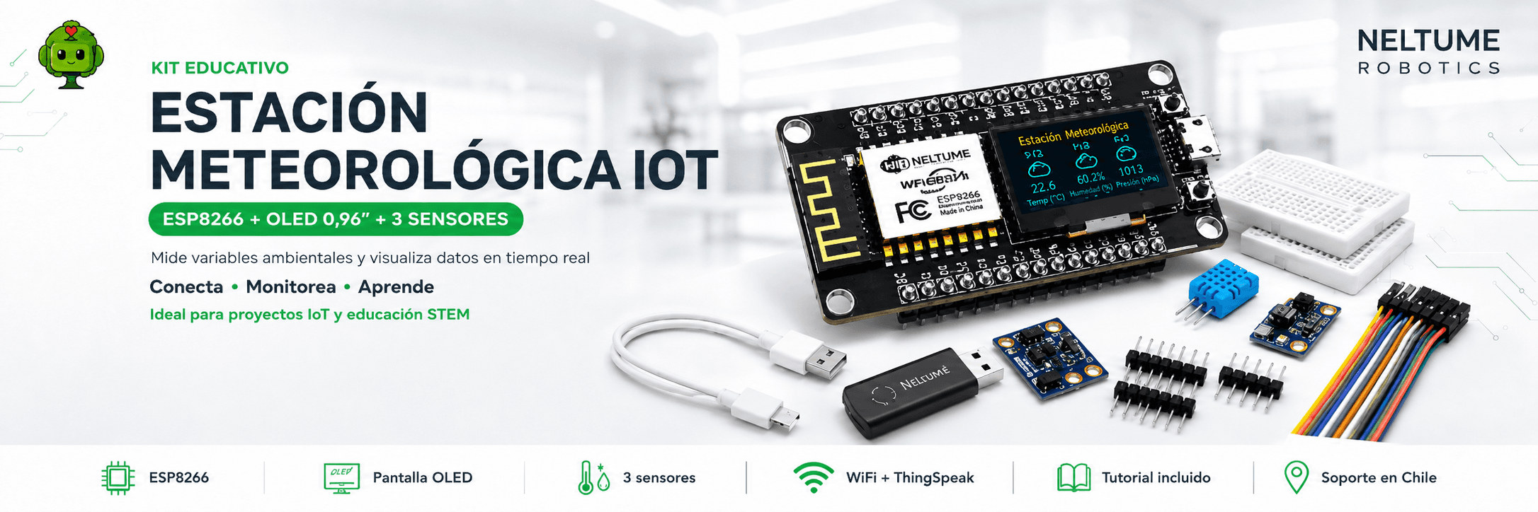 Estación meteorológica IoT basada en ESP8266, pantalla OLED y sensores