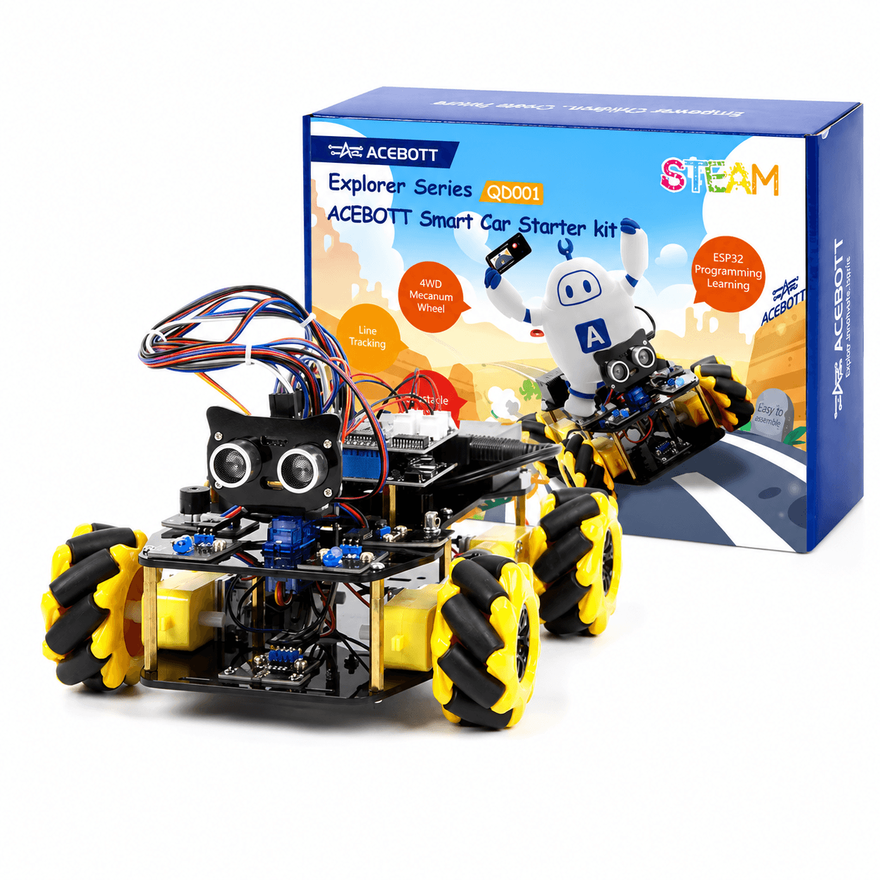 Kit Robot ACEBOTT QD001 con ESP32 y Ruedas Mecanum 4WD, Kits educativos para robótica educativa