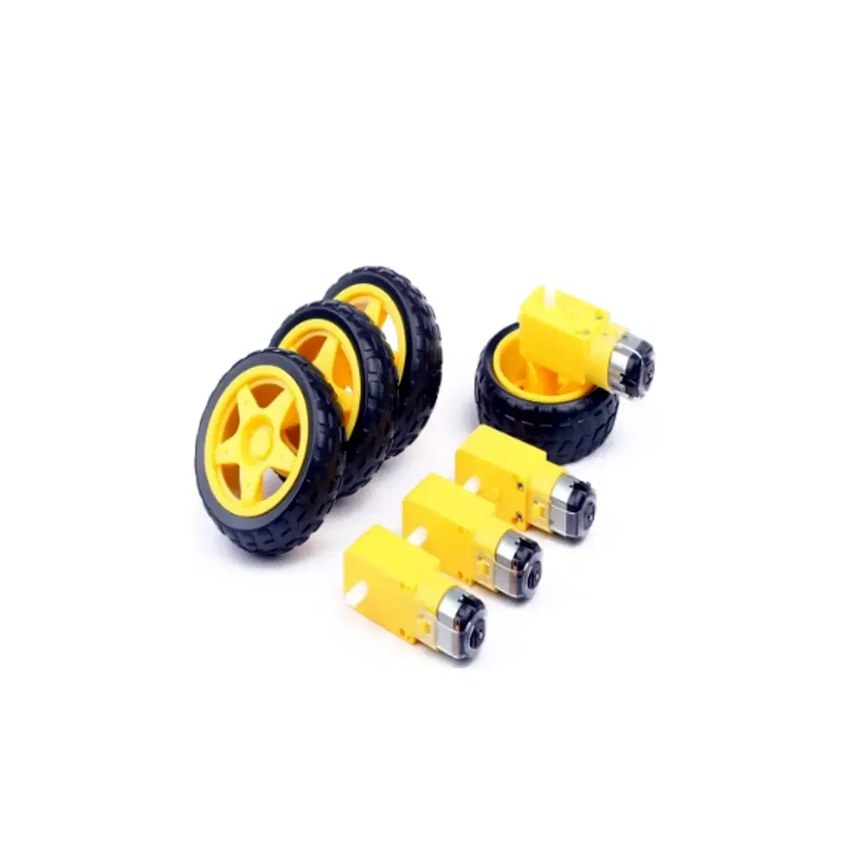 Pack 4 motores TT 3-6V doble eje con ruedas 65 mm